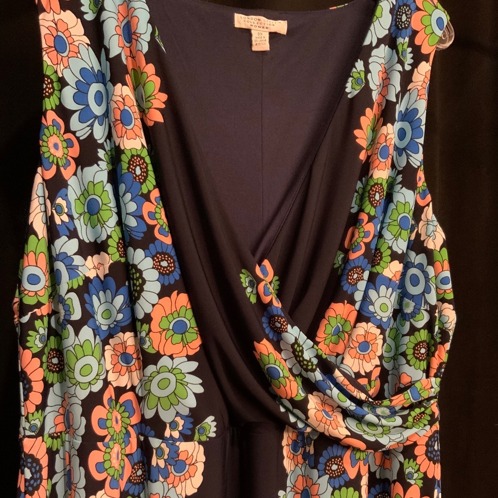 Beautiful LONDON STYLE COLLECTION 3X Floor Length Floral Dress. Draped Bodice